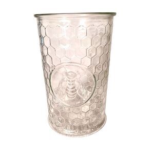 Martha Stewart Honeycomb & Bee Embossed Glass 8” Vase